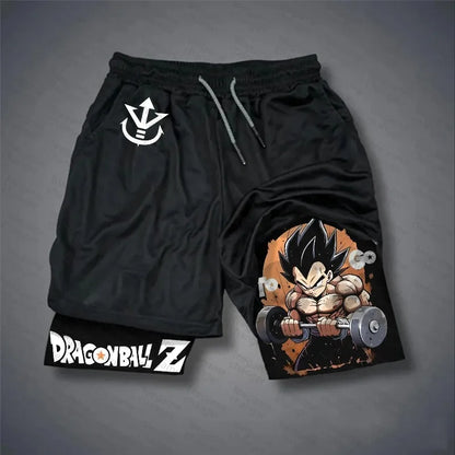 Vegeta Dragon Ball Summer Men Women Fitness 2025 Double-layer Fake Two-piece Loose Sports Training Running Shorts Casual Pants