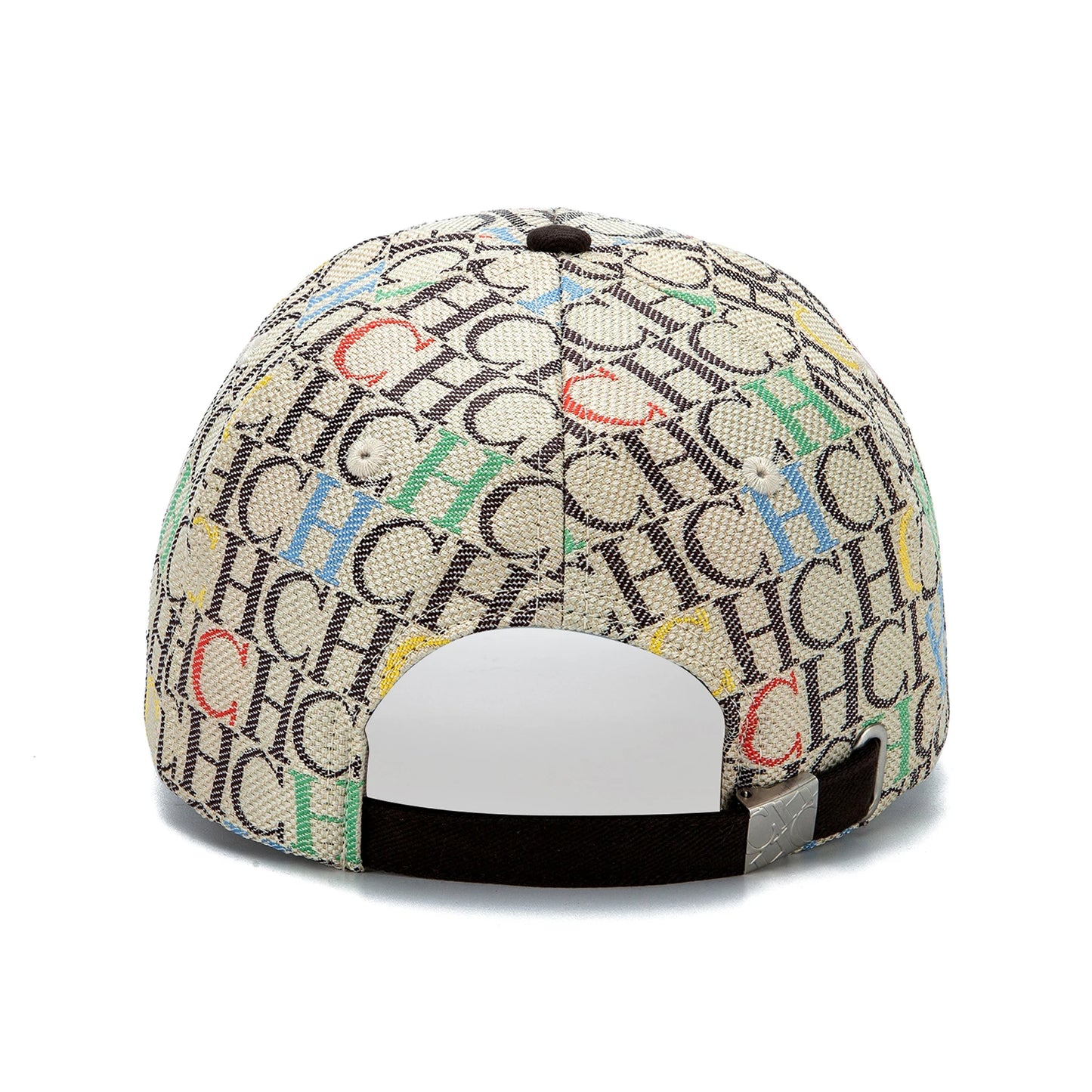 CH Monogram Print Baseball Cap Structured Adjustable Unisex Dad Hat Sun Visor Streetwear Black Woven Fabric Casual Cap