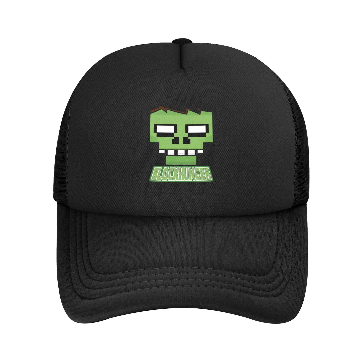blocky adventurer discover a Creepers monster behind him Trucker Cap Sun Hats Cap Adjustable Snapback Caps Mesh Baseball Cap