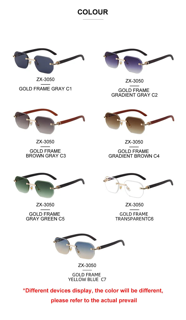 Vintage Square Rimless Sunglasses Men 2026 Luxury Brand Trendy Frameless Punk UV400 Eyewear Anti Blue Light Prescription Glasses