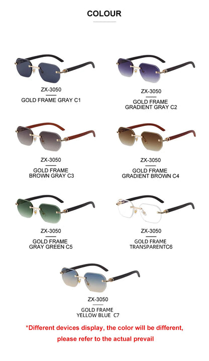 Vintage Square Rimless Sunglasses Men 2026 Luxury Brand Trendy Frameless Punk UV400 Eyewear Anti Blue Light Prescription Glasses