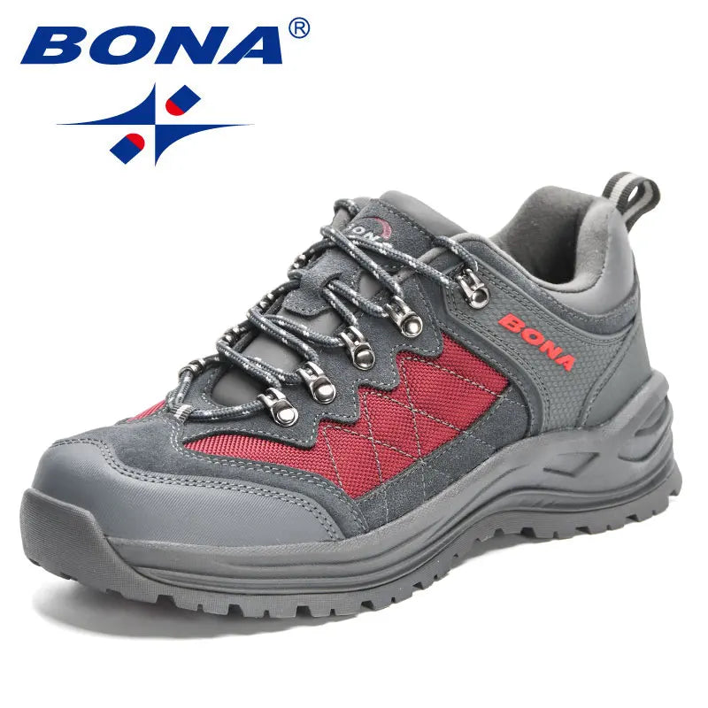 BONA 2023 New Designer Hiking Shoes Trekking Sneakers Men Walking Fishing Camping Jogging Shoes