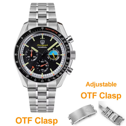 Watchdives WD1863 39mm VK63 Chronograph Watch, OTF Clasp, Sweep Quartz Movement, Sapphire, Luminous, 100m Waterproof