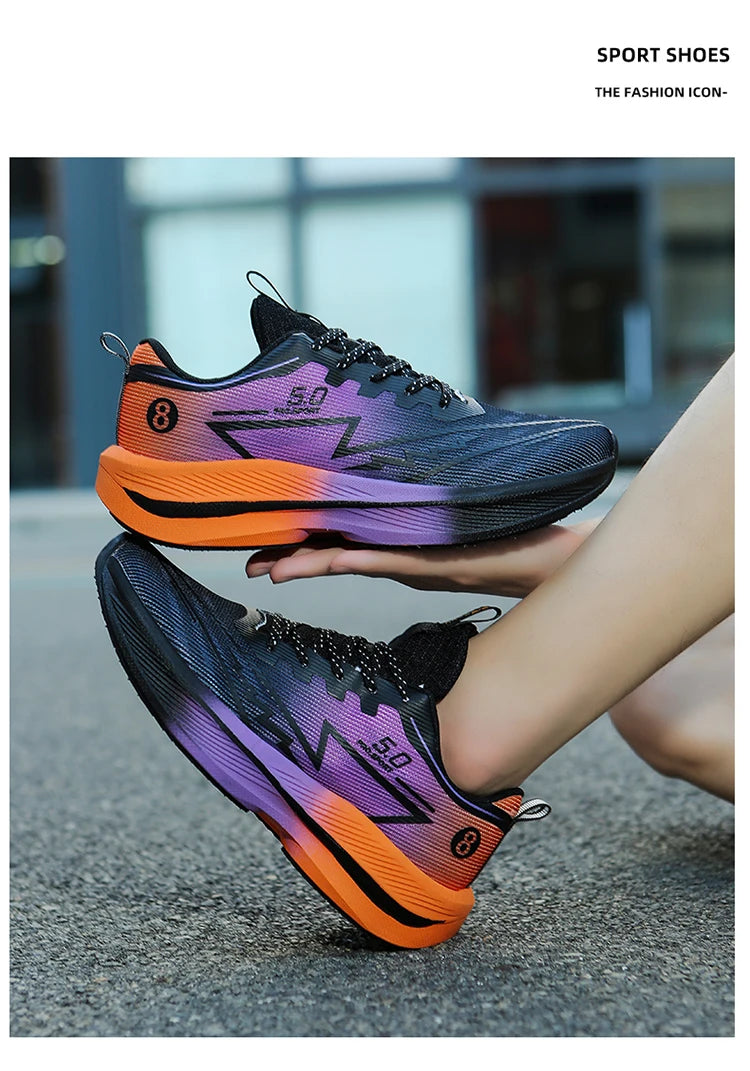 Brand Men's Carbon Plate Running Shoes Soft Cushion Shock Absorbing Sports Shoes Unisex Sneakers Light Anti-Slip Training Shoes