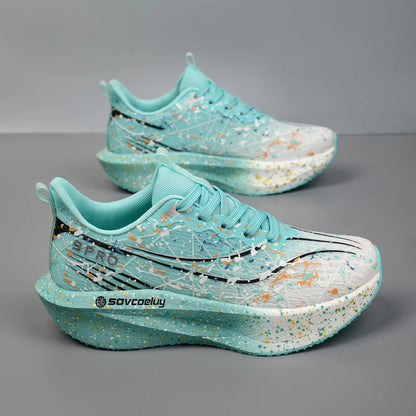 Men's Running Shoes Carbon Plate Marathon Cushion Men's Sports Breathable Lightweight Women's Comfortable Athletic Non-slip Sneakers