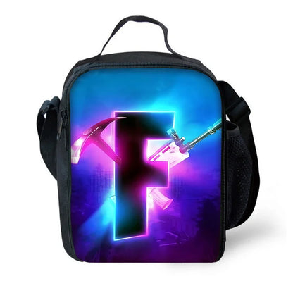 Bolsa térmica infantil aislante de gran capacidad FortniteS, popular entre gamers, para niños y niñas, estudiantes, actividades al aire libre y almuerzos reutilizable