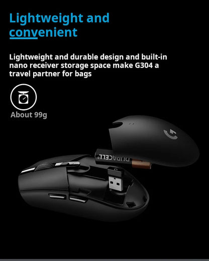 Mouse gaming wireless Logitech G304 LIGHTSPEED, mouse leggero e portatile con macro per Jedi Survival, FPS, League of Heroes ed Eat Chicken