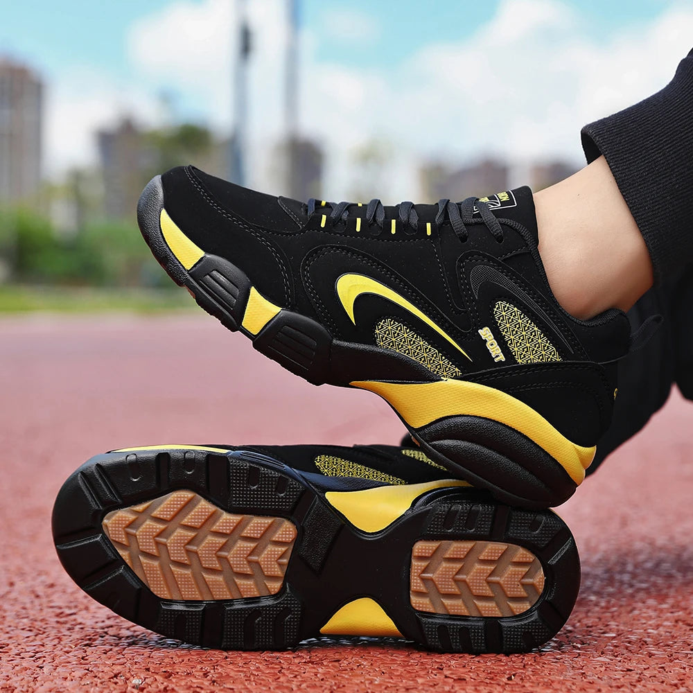 Sneakers da uomo taglie forti con color block di tendenza, comode, antiscivolo, con lacci, scarpe casual resistenti per attività outdoor maschili
