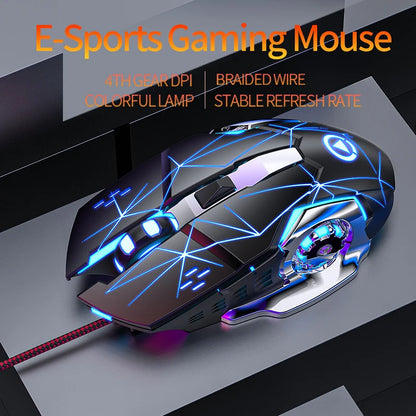 Mouse da gaming cablato USB a 6 pulsanti, retroilluminato, ergonomico, DPI regolabile, ottico, per PC gamer e computer desktop