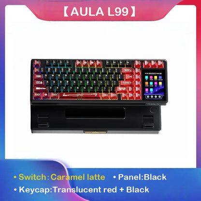 AULA L99 intelligente mechanische Tastatur mit Display, Bluetooth, kabellos, Tri-Mode, Nacht-Gaming-Laptop-Tastatur, 8000mAh, Raindrop Switch
