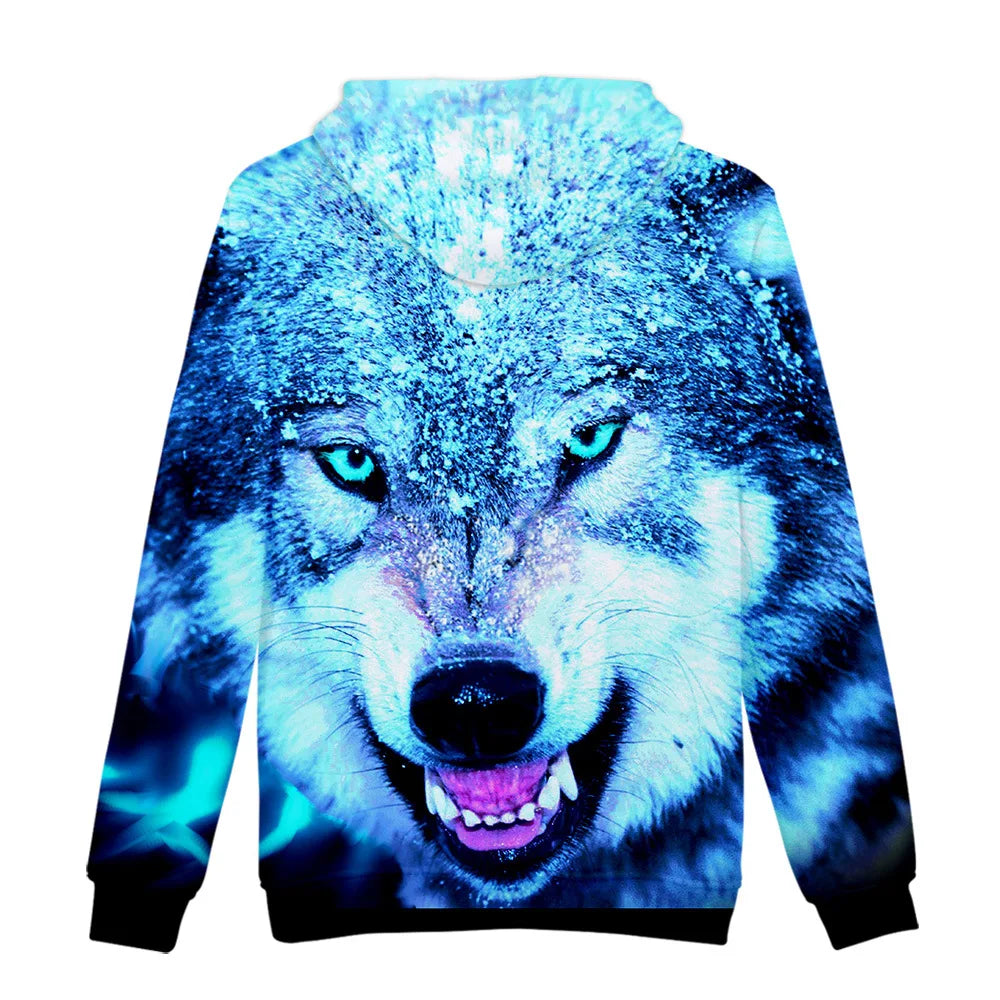 Classic Dolphins tigers wolves galloping horses animal 3D Print Hoodies Long Sleeve Sweatshirts Adult/Child Casual Pullovers