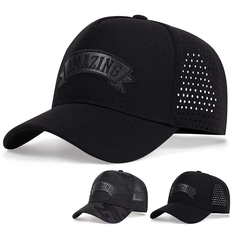 Unisex AMAZING bogstavbroderede baseballkasketter til forår og sommer, udendørs, justerbare, afslappede hatte, solbeskyttelseshatte