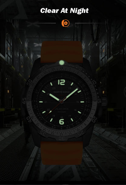NORTH EDGE EVOQUE 2 Men Digital Military Watch Waterproof 50M Men's Sport Wristwatches Solar Power Luminous Enviormentally Clock