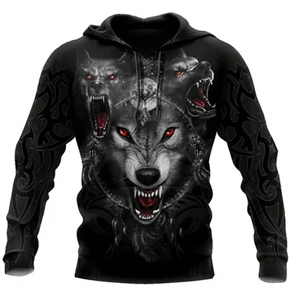 Fashion Frühling Herbst Wolf-Tier Herren-Hoodie 3D-Allover-Print Sweatshirt Unisex Pullover Freizeitjacke Streetwear-Mantel 4XL