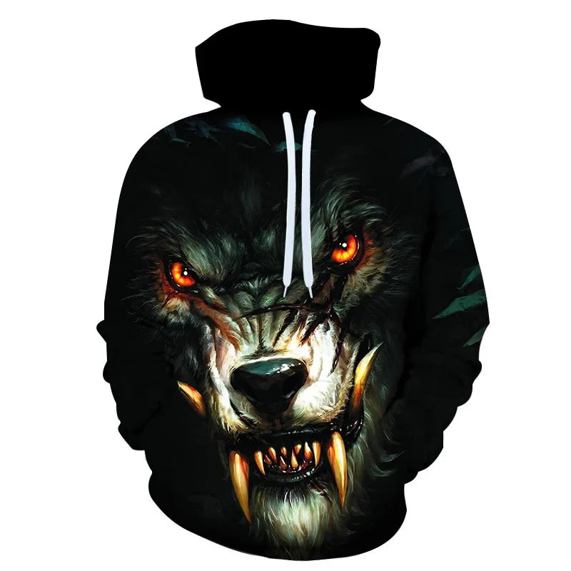 Animal Wolf graphic Men's Fashion 3D Print Outdoor Hoodie Streetwear Hoodies Hooded Front Pocket Designer Hoodie Sweatshirt