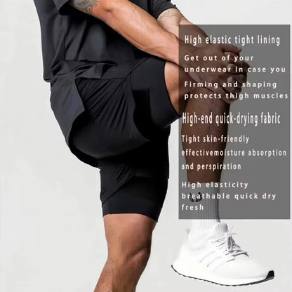 Dragon Ball Men's Shorts Double Layer 2-in-1 Shorts Vegeta Japan Anime Summer Autumn Quick-Drying Fake Two-piece Sports Shorts