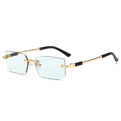 Trendy Rimless Sunglasses for Men Women Fashion Frameless Rectangle Sun Glasses Retro UV400 Shades Summer Goggles Eyewear