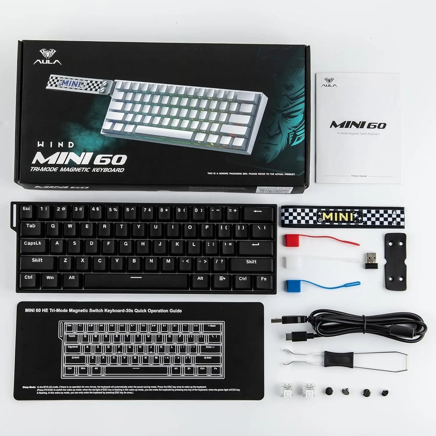 AULA Mini60 HE/Pro/Max 60% Gaming-Tastatur mit Magnetschaltern, RGB, Tri-Mode, mechanische Tastatur, 8000Hz, 0.01mmRT, für E-Sports, Geschenke