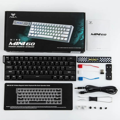 AULA Mini60 HE/Pro/Max 60% Gaming-Tastatur mit Magnetschaltern, RGB, Tri-Mode, mechanische Tastatur, 8000Hz, 0.01mmRT, für E-Sports, Geschenke