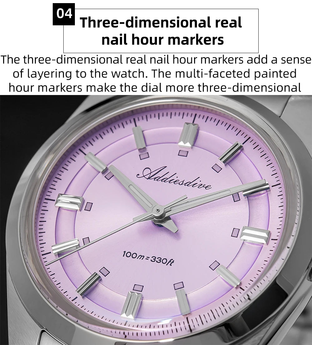 ADDIESDIVE 2026 New Luxury Men Analog Watch VH31 Bubble Glass Quartz Watch 10Bar BGW9 Luminous Steel Personalized Watch AD2515
