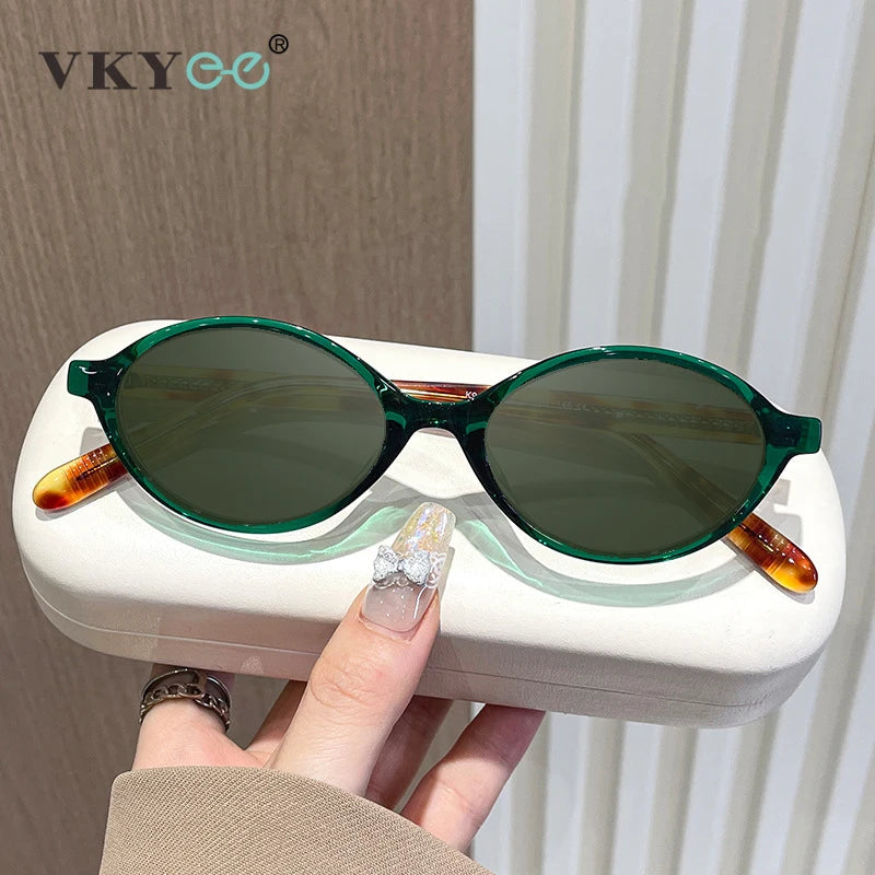VICKY Simple Geometric Oval Small Frame Retro Design Women's Polarized Sunglasses UV Protection Customizable Prescription K9142