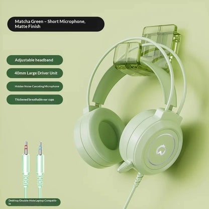 Casque de jeu filaire Paw Hunter T9 avec microphone et éclairage RGB, son surround virtuel 7.1, casque supra-auriculaire pour PC, ordinateur portable et jeux.