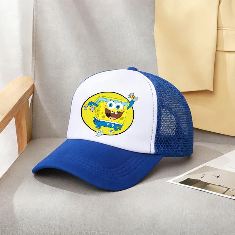 Cute SpongeBobs Baseball Cap Movie Cartoon Round Role Boy Girl Kids Adult Sport Casual Sunshade Adjustable Anime Peaked Mesh Hat
