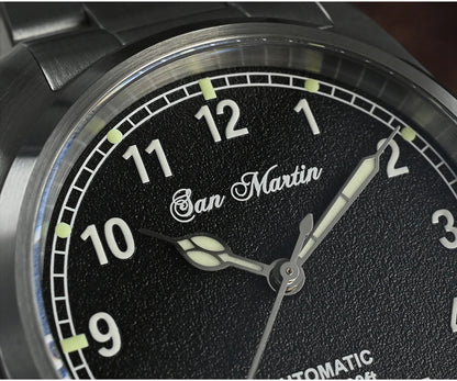 San Martin Simple Men's Watch 37mm Pilot Miyota 8215 Classic Military Explore Automatic Mechanical Watches Waterproof 100m