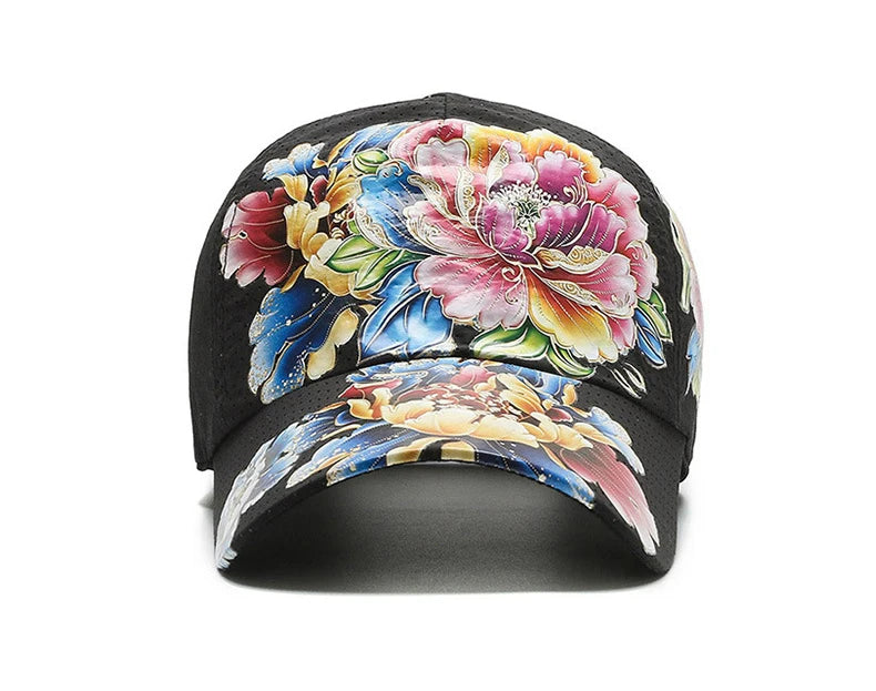 Summer Quick Dry Baseball Cap Men's and Women's Flower Sun Hats Printed Chinese Style Floral Sun Hats Outdoor Hats