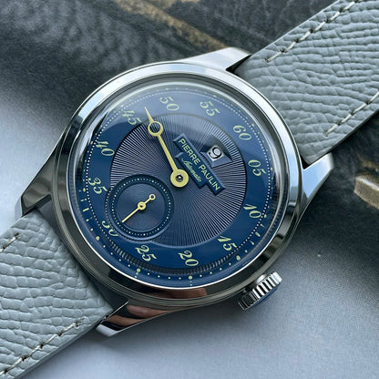NEW Pierre Paulin Jumping Hour Men's Watch Automatic ST17 Mechanical Watch Steel Purple Vintage Date Window 38mm Metal
