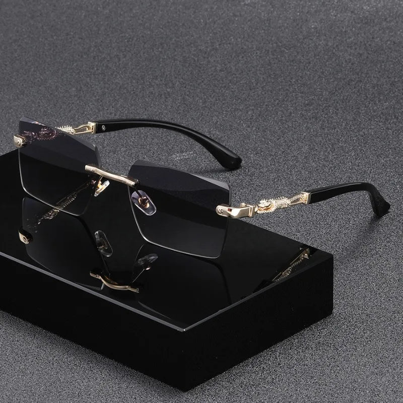 Fashion Rimless Rectangle Sunglasses Women Men Luxury Brand Shades Square Sun Glasses Female Male Beach Travel Eyewear