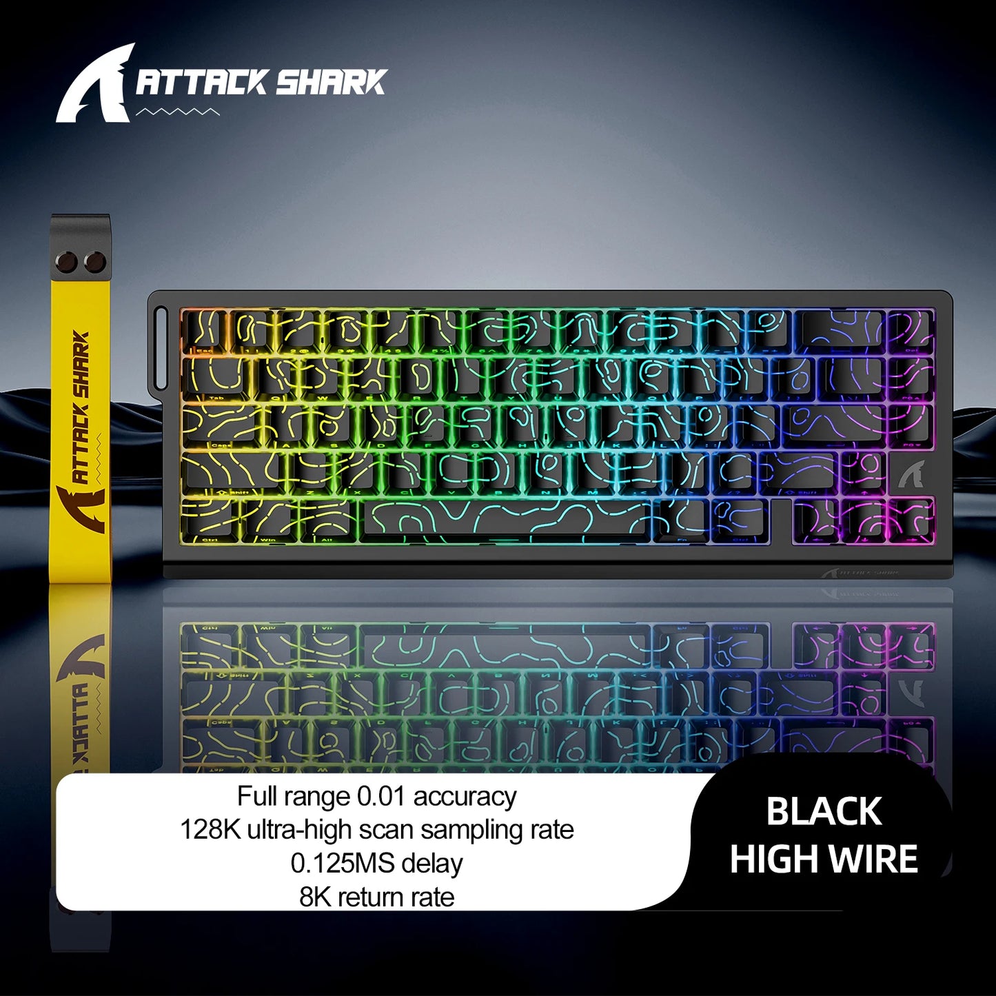 X68HE ATTACK SHARK Magnetic Gaming Keyboard Mechanical Wired for Pro Gaming 0.01mm Rapid Trigger 8000Hz SOCD/Rs 0.125ms 128K Rate