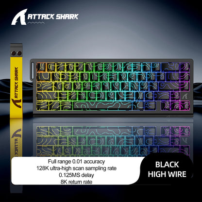 X68HE ATTACK SHARK Magnetic Gaming Keyboard Mechanical Wired for Pro Gaming 0.01mm Rapid Trigger 8000Hz SOCD/Rs 0.125ms 128K Rate