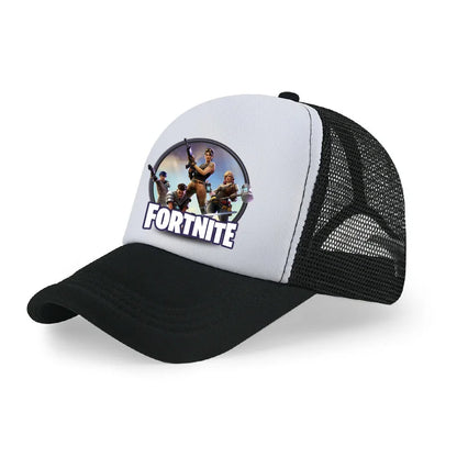 Gorra de béisbol Fortnite con estampado de juego estilo cartoon para niños, gorra de malla transpirable de verano, visera ajustable, regalo de cumpleaños para niños