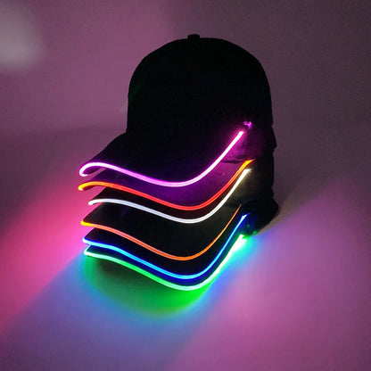 Cappellino da baseball luminoso fashion a LED, cappello hip-hop fluorescente per bar e club, per uomo e donna, DJ, danza, accessori e costume