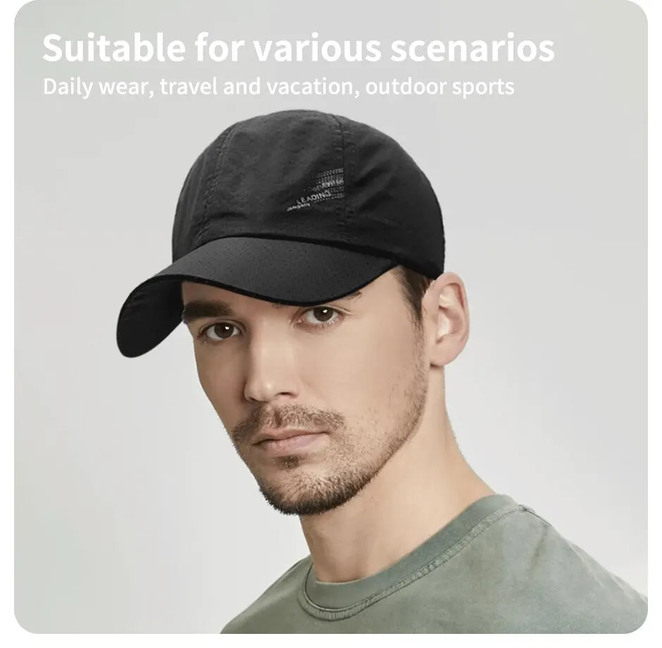 Quick Dry Baseball Cap Outdoor Sports Mesh Breathable Hat For Men Portable Hiking Fishing Sunbonnet Golf Adjustable Cap