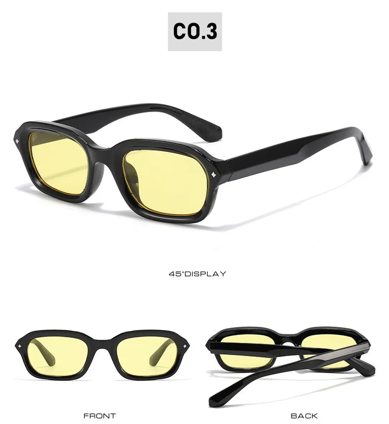 BOYSEEN Beach Sunglasses Man Summer Orange Sun Glasses UV400  Narrow frame square punk sunglasses show