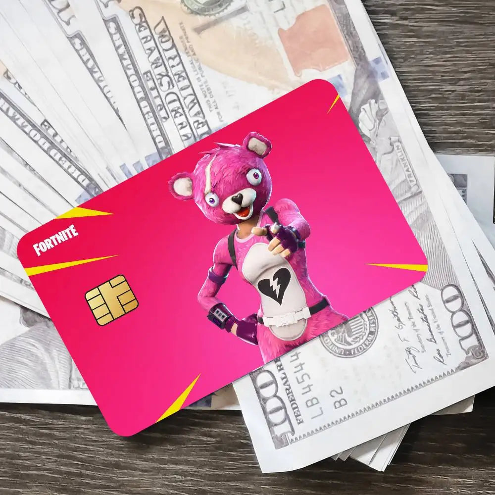 Pegatinas de tarjeta de juego Cuddle Team Leader Fortnite para tarjeta bancaria, película protectora impermeable adhesiva, regalo sorpresa
