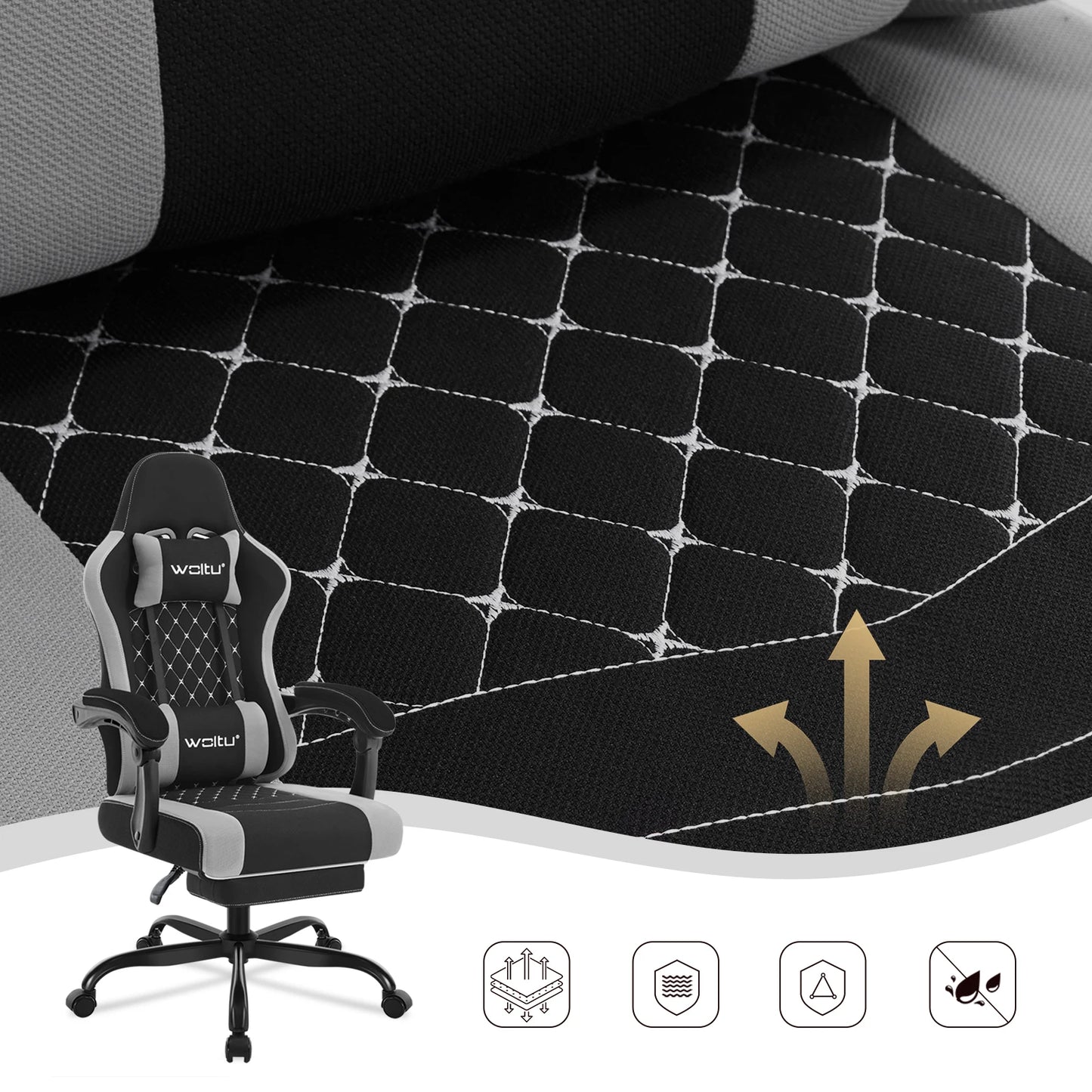 Sedia da ufficio girevole WOLTU con funzione massaggio, poltrona ergonomica con cuscino e poggiapiedi, sedia gaming regolabile in altezza