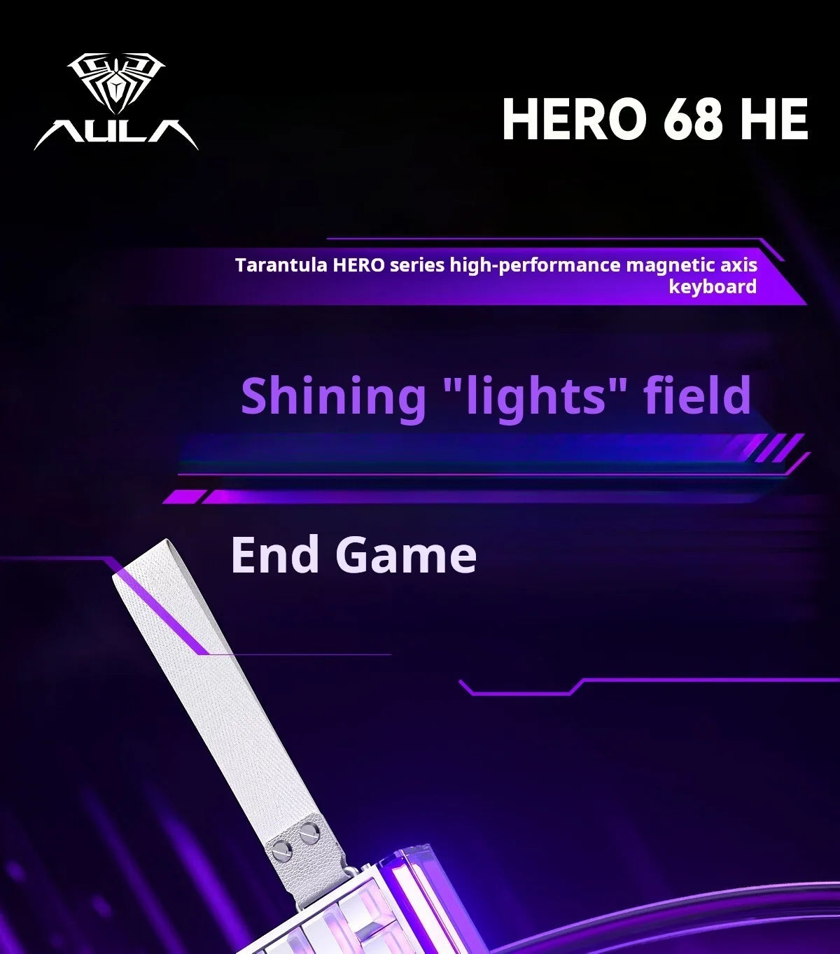 AULA HERO 68 HE Gaming-Mechanische Tastatur Magnetische Achse RT Kabelgebunden RGB-Beleuchtung 8K Polling-Rate Seitenbeschriftung