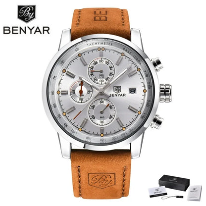 Montre pour homme BENYAR 5102 – Chronographe sportif de luxe à quartz, accessoire de mode d'une grande marque