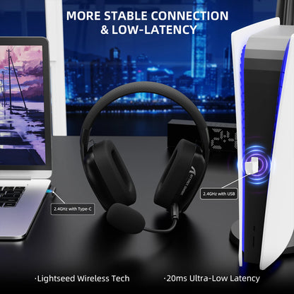 Cuffie da gaming ATTACK SHARK L80PRO 3-in-1 – Cuffie Bluetooth wireless a bassa latenza con doppio microfono, audio Hi-Fi da 40mm e connessione stabile