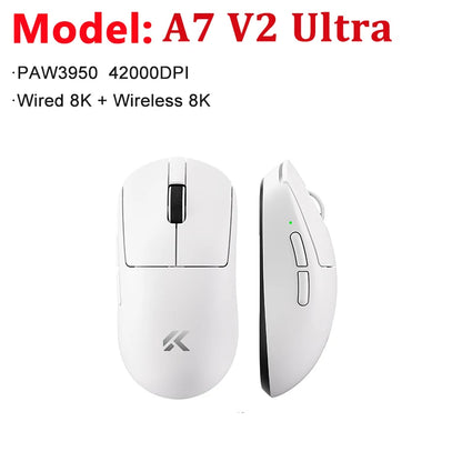 Mouse da gaming wireless leggero MCHOSE A7 V2 Ultra / Pro, Dual 8000Hz, PAW3950 TI, 42000DPI, per PC e gamer e-sport