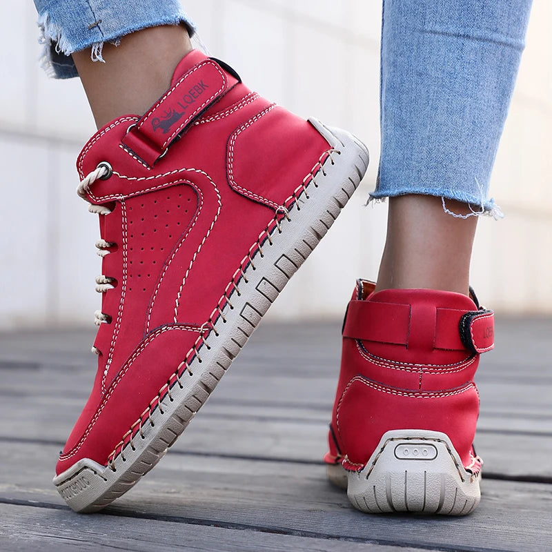Shoes for Women Spring/Autumn Handmade Leather Casual Shoes Fashion Soft Casual Walking Sneakers Breathable Women's Ankle Boots