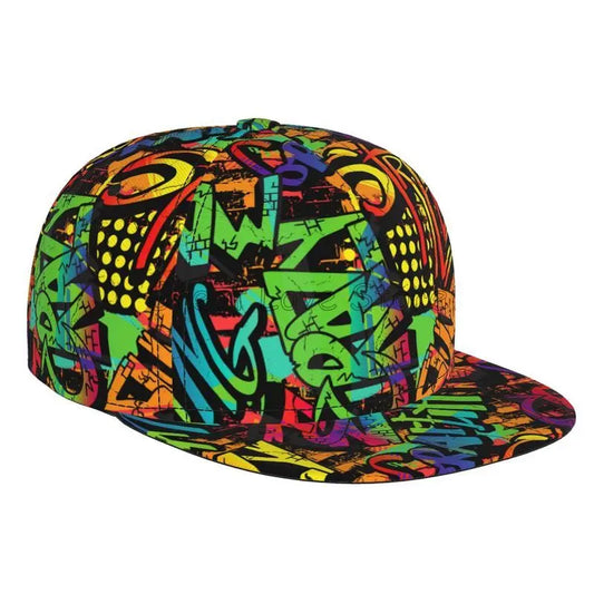 Spalvingu grafičio meno rašto beisbolo kepuraitė, reguliuojama snapback kepurė vyrams ir moterims, unisex hiphopo kepurė su tiesiu snapeliu