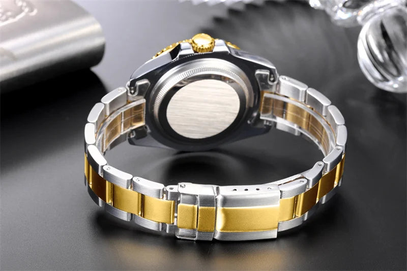 High Quality Automatic Mechanical Watch for Men Stainless Steel Red Dial Date Strong Luminous Luxury Men's Watch