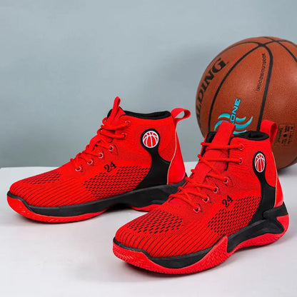 Large Size High-Top Sports Shoes Men's Casual Breathable Comfortable Thick-Soled Basketball and Running Shoes