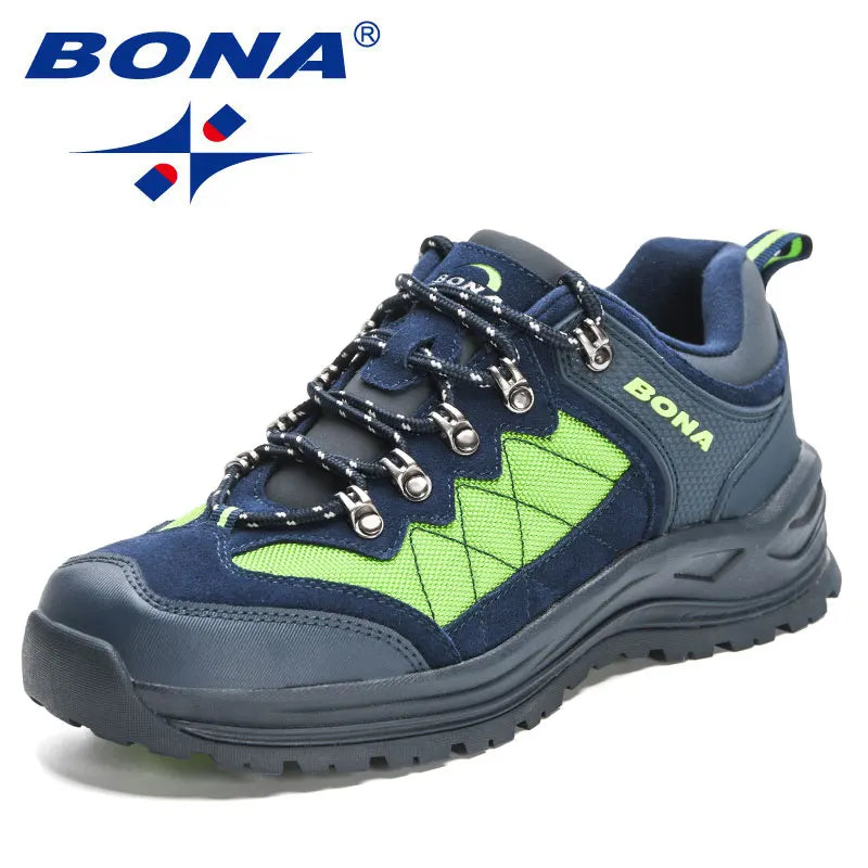 BONA 2023 New Designer Hiking Shoes Trekking Sneakers Men Walking Fishing Camping Jogging Shoes