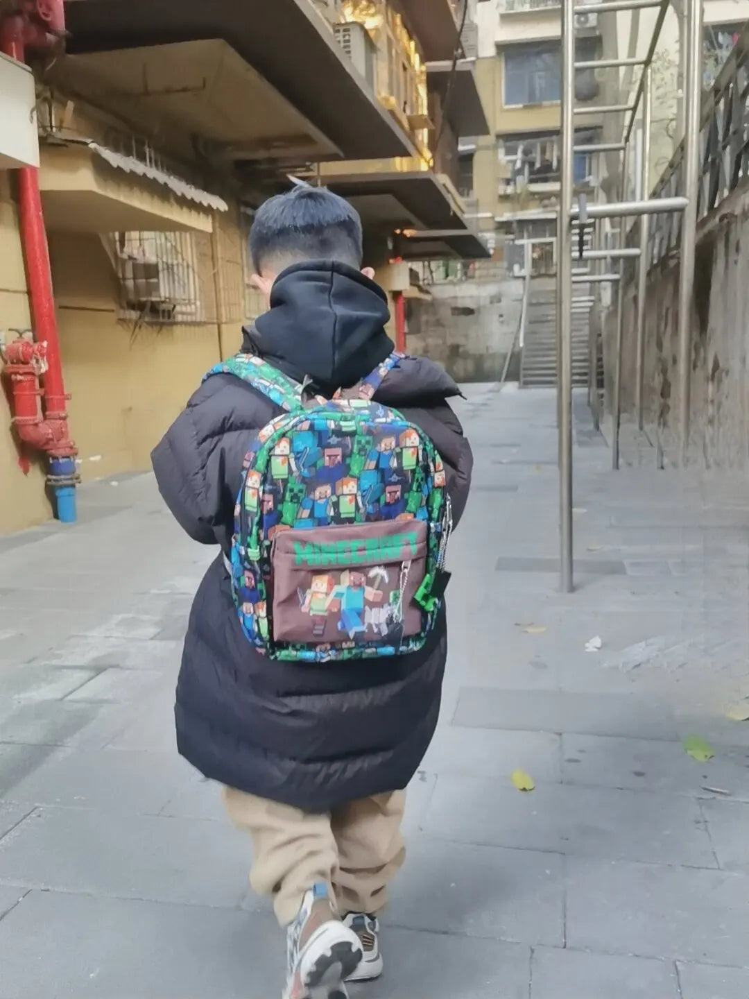 In Stock Minecraft Backpack Graffiti Print Lightweight School Backpack Casual Daily Travel Bag For Male Young Men Outdoor Use