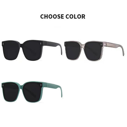 KLASSNUM Transfer Sunglasses Ladies Fit Over Sun Glasses Men Oversize Square Wrap Around Glasses for Prescription Myopia Goggles